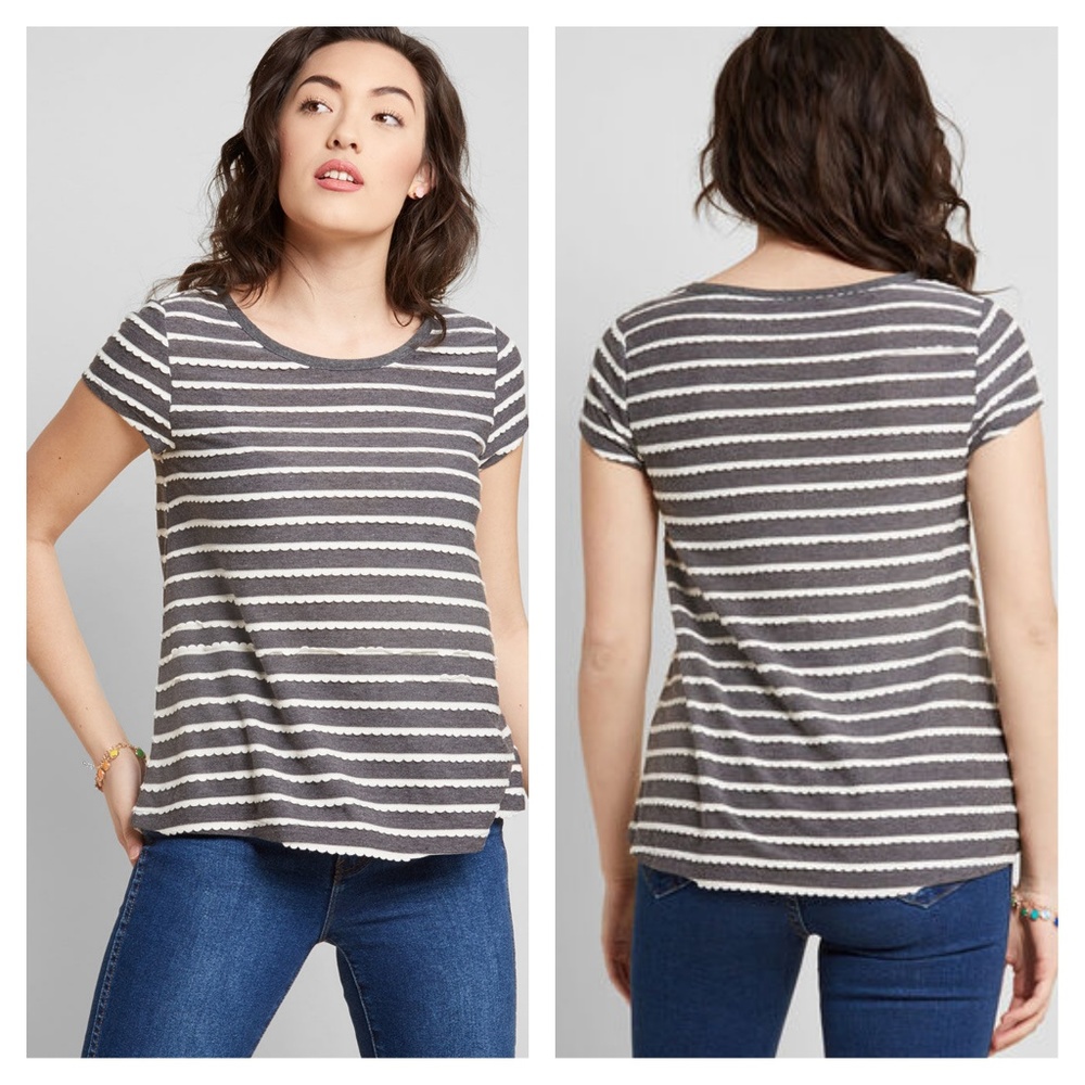 Modcloth Playfully Functioning Knit Top Gray